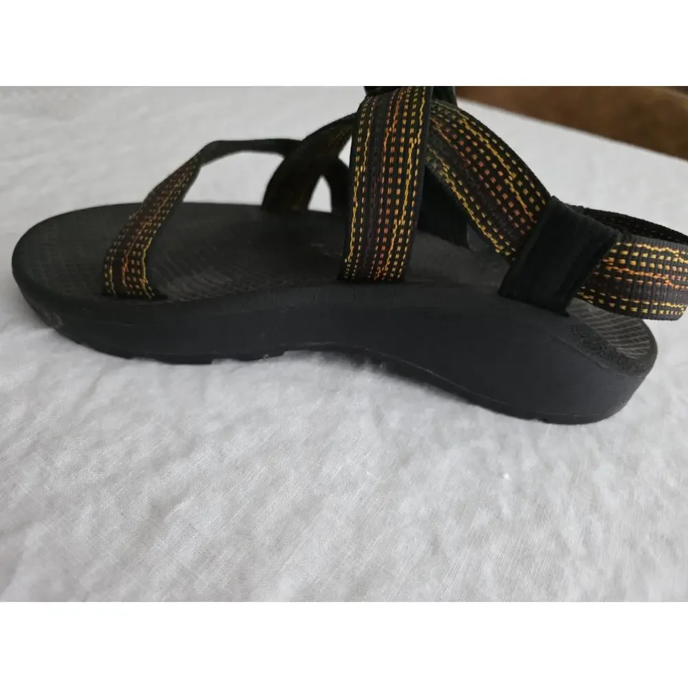 Chaco Z Cloud Men's Size 8 Black w/ Orange Yellow Rust Sandals